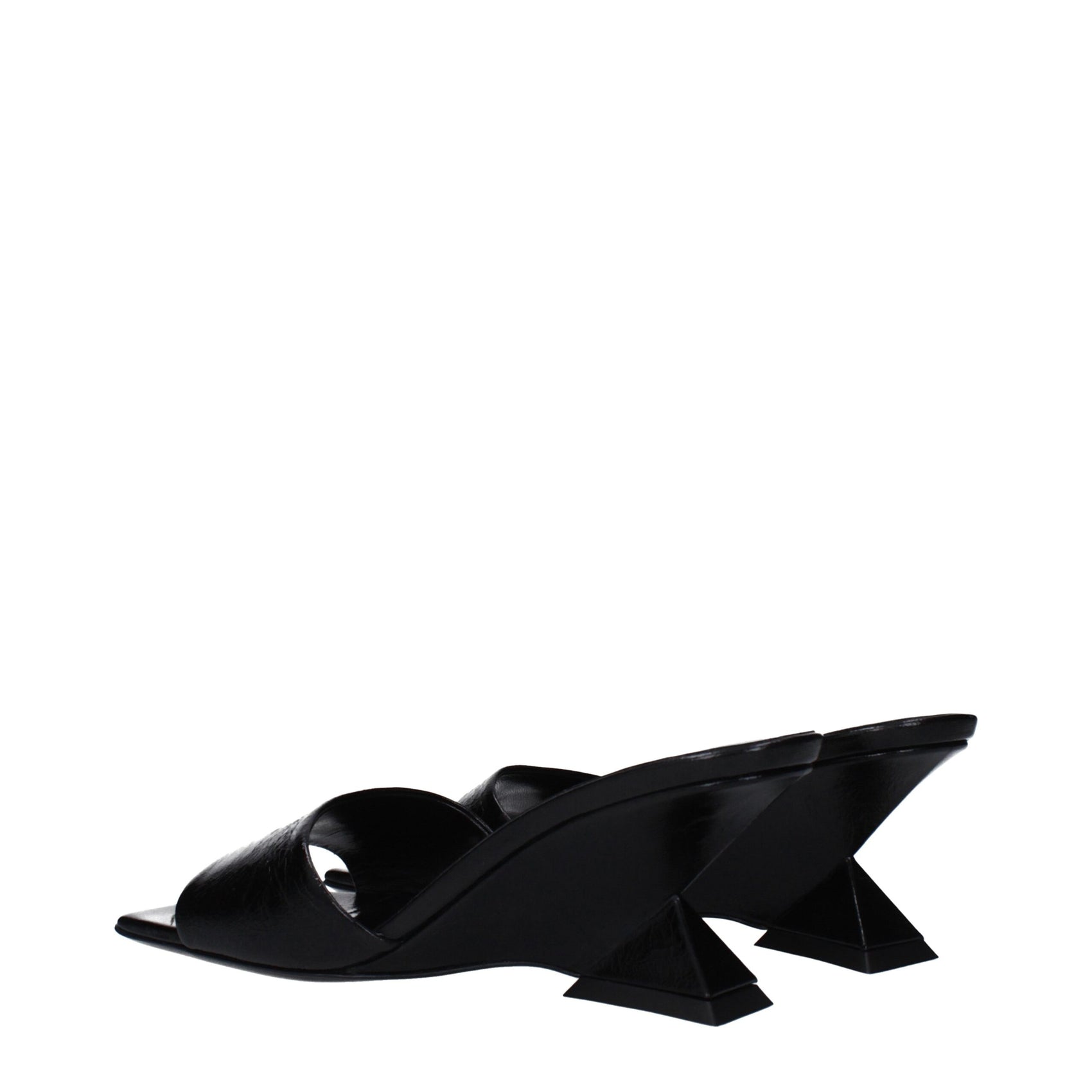 The Attico Black Leather Sandals