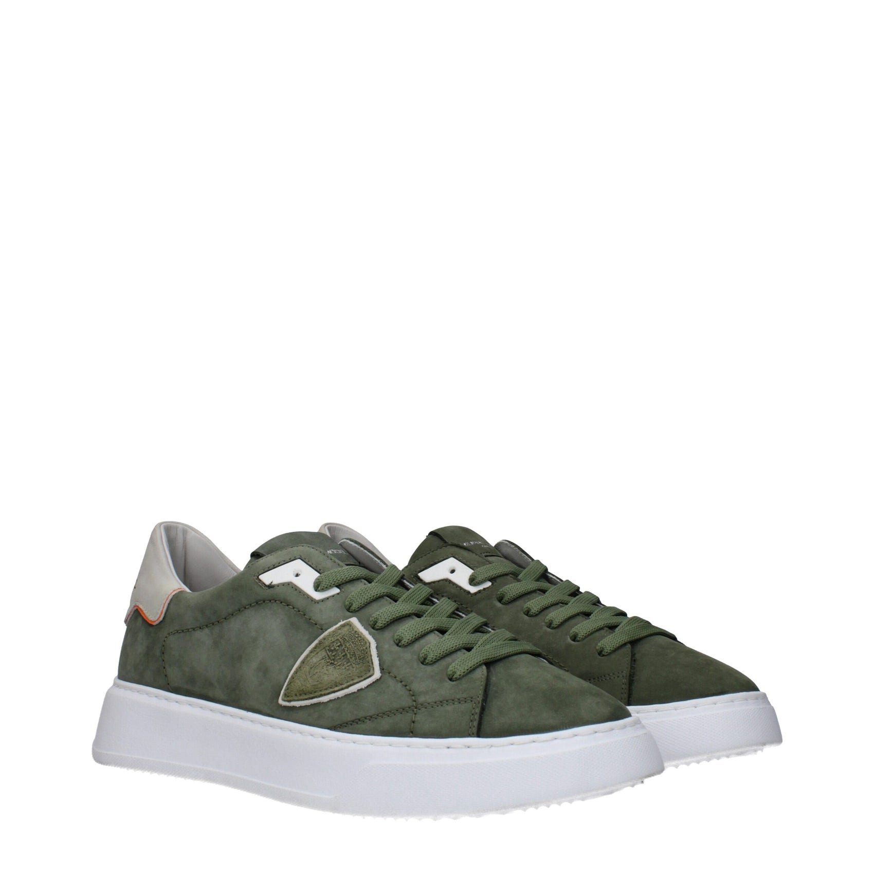 Philippe Model Green Leather Low Top Sneakers