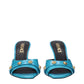 Versace Light Blue Leather Stiletto Heels Sandals