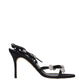 Manolo Blahnik Black Satin Stiletto Heel Sandals