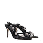 Manolo Blahnik Black Satin Stiletto Heel Sandals