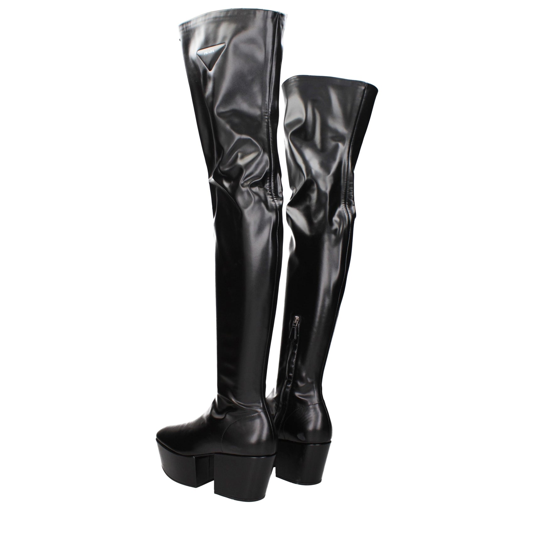 Prada Black Leather Over The Knee