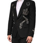 Dolce & Gabbana Black Bee Crown Embellished Suit Coat Blazer