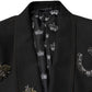 Dolce & Gabbana Black Bee Crown Embellished Suit Coat Blazer