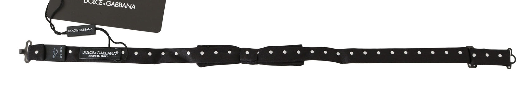 Elegante papillon in seta a pois neri