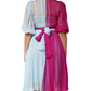 Dolce & Gabbana Fuchsia Light Blue Silk Two Tone Midi Dress