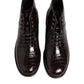 Dolce & Gabbana Dark Brown Leather Lace Up Short Boots Shoes