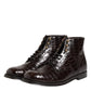Dolce & Gabbana Dark Brown Leather Lace Up Short Boots Shoes