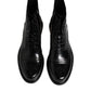 Dolce & Gabbana Black Leather Lace Up Mid Calf Boots Shoes