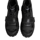 Dolce & Gabbana Black Leather Trekking Sneakers Boots Shoes