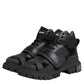 Dolce & Gabbana Black Leather Trekking Sneakers Boots Shoes