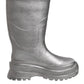 Dolce & Gabbana Metallic Silver Pull On Rain Boots Shoes