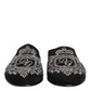 Dolce & Gabbana Black Velvet Slides DG Crown Slipper Shoes