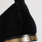 Dolce & Gabbana Black VATICANO Crystal Ribbon Slip On Shoes