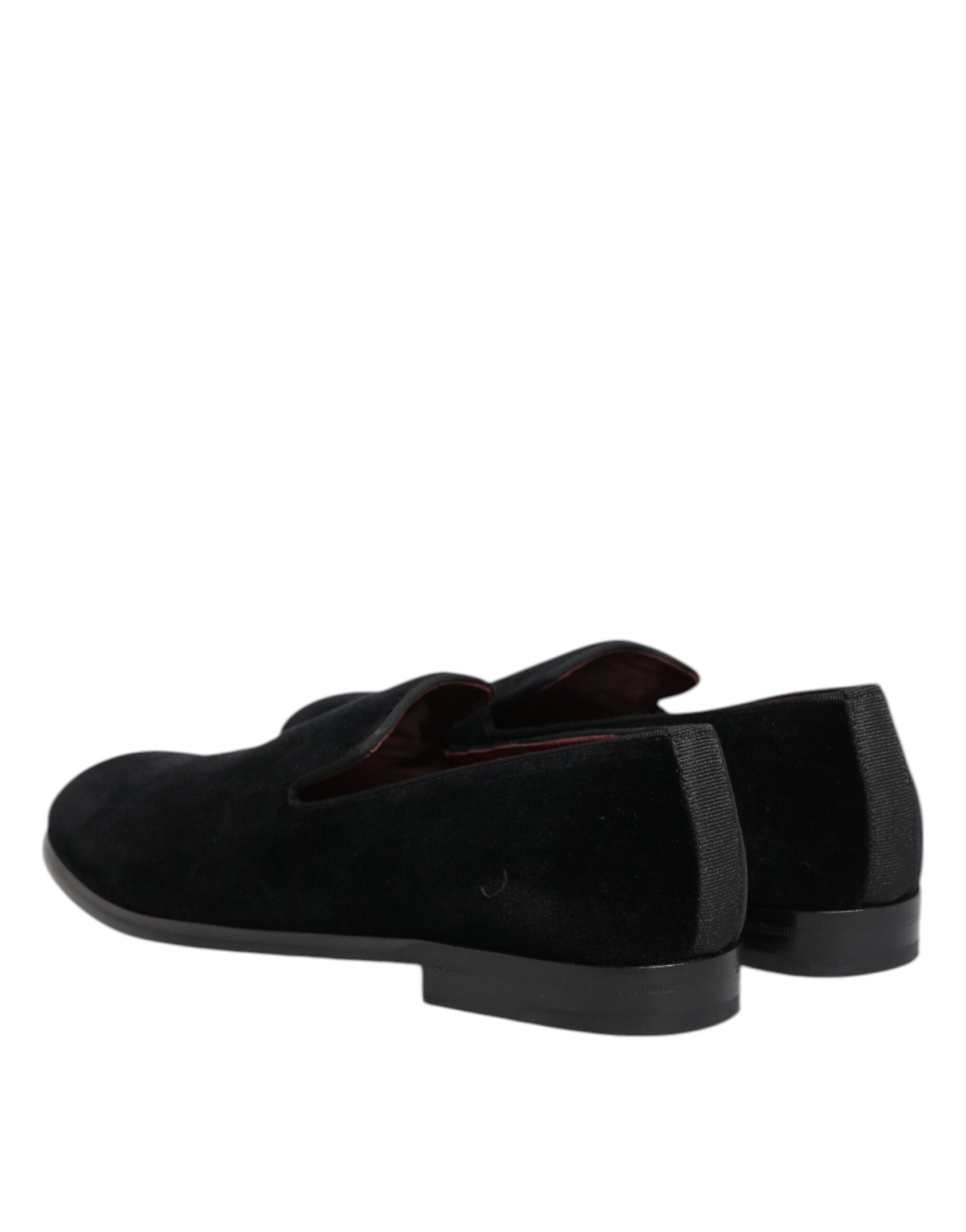 Dolce & Gabbana Black Velvet Loafers Formal Men Dress Shoes