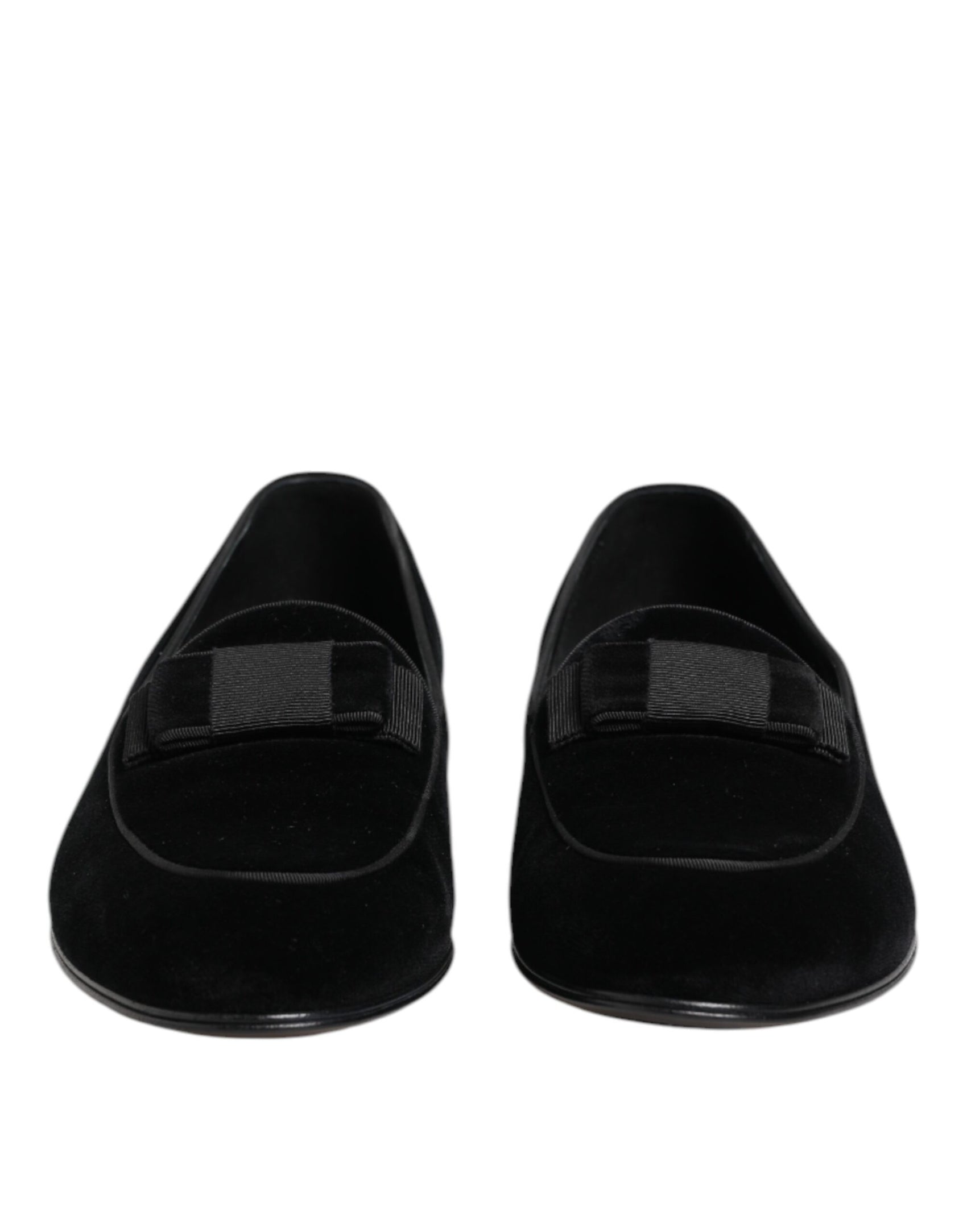 Dolce & Gabbana Black Velvet Loafers Formal Men Dress Shoes