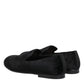 Dolce & Gabbana Black Jacquard Loafers Formal Men Dress Shoes