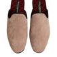 Dolce & Gabbana Beige Suede Leather Slides Flat Slipper Shoes