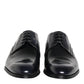Dolce & Gabbana Navy Blue Leather Lace Up Derby Formal Shoes