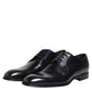 Dolce & Gabbana Navy Blue Leather Lace Up Derby Formal Shoes