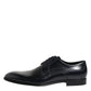 Dolce & Gabbana Navy Blue Leather Lace Up Derby Formal Shoes