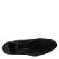 Dolce & Gabbana Black Leather Slip On Mid Calf Boots Shoes