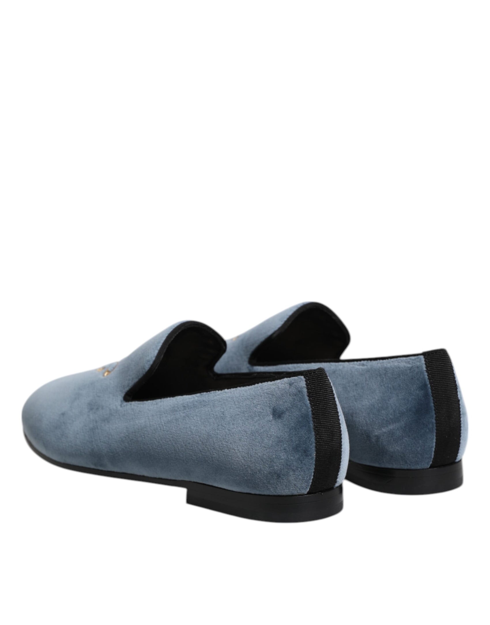 Dolce & Gabbana Blue Velvet DG Logo Loafers Formal Shoes