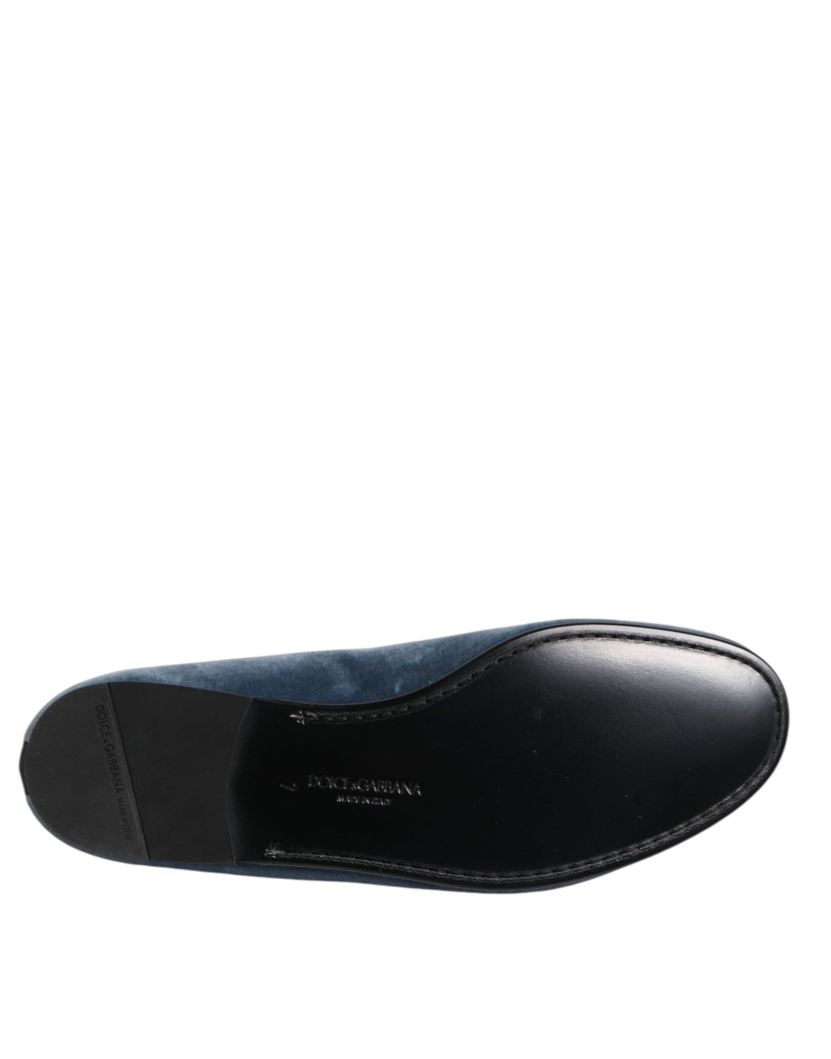 Dolce & Gabbana Blue Velvet DG Logo Loafers Formal Shoes