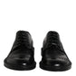 Dolce & Gabbana Black Leather Lace Up Men Derby Formal Shoes