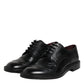 Dolce & Gabbana Black Leather Lace Up Men Derby Formal Shoes