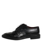 Dolce & Gabbana Black Leather Lace Up Men Derby Formal Shoes