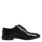 Dolce & Gabbana Black Leather Lace Up Men Derby Formal Shoes