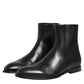 Dolce & Gabbana Black Leather Mid Calf Men Boots Shoes