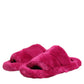 Dolce & Gabbana Pink Acrylic Faux Fur Mens Flats Sandals Shoes