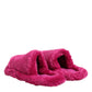 Dolce & Gabbana Pink Acrylic Faux Fur Mens Flats Sandals Shoes