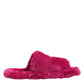 Dolce & Gabbana Pink Acrylic Faux Fur Mens Flats Sandals Shoes