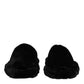Dolce & Gabbana Black Faux Fur Flats Men Sandals Shoes