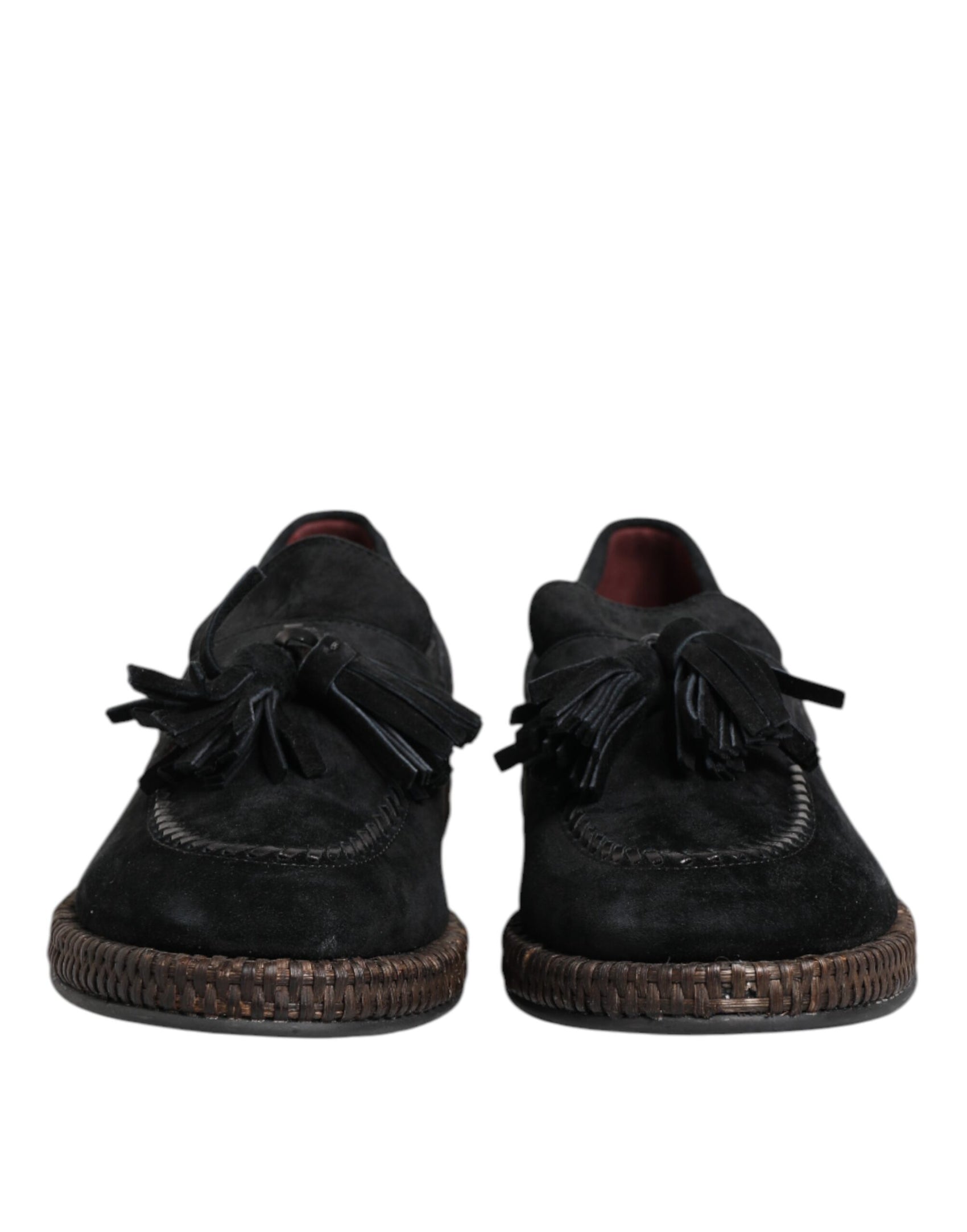 Dolce & Gabbana Black Suede Tassel Embellished Loafers Shoes