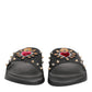 Dolce & Gabbana Black Rubber Sacred Heart Slides Men Beachwear Shoes