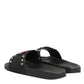 Dolce & Gabbana Black Rubber Sacred Heart Slides Men Beachwear Shoes