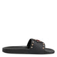 Dolce & Gabbana Black Rubber Sacred Heart Slides Men Beachwear Shoes