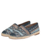 Dolce & Gabbana Blue Gray Woven Leather Buffalo Espadrille Shoes