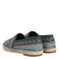 Dolce & Gabbana Blue Gray Woven Leather Buffalo Espadrille Shoes