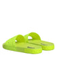 Dolce & Gabbana Green Rubber Slides Sandals Beachwear Shoes