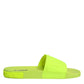 Dolce & Gabbana Green Rubber Slides Sandals Beachwear Shoes