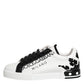 Dolce & Gabbana White Black Crown Low Top Men Sneakers Shoes