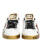Dolce & Gabbana White Gold Crystal Portofino Sneakers Shoes