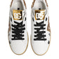 Dolce & Gabbana White Gold Crystal Portofino Sneakers Shoes