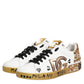 Dolce & Gabbana White Gold Crystal Portofino Sneakers Shoes