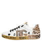 Dolce & Gabbana White Gold Crystal Portofino Sneakers Shoes